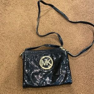 Authentic Michael Kors Black Snake Skin Crossbody